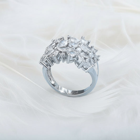 Anillo Princesa Amalia, Plata Italiana y Cristales Genuinos