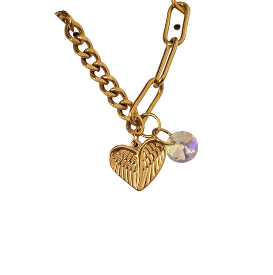 Pulsera Alas de amor, Oro Cristal
