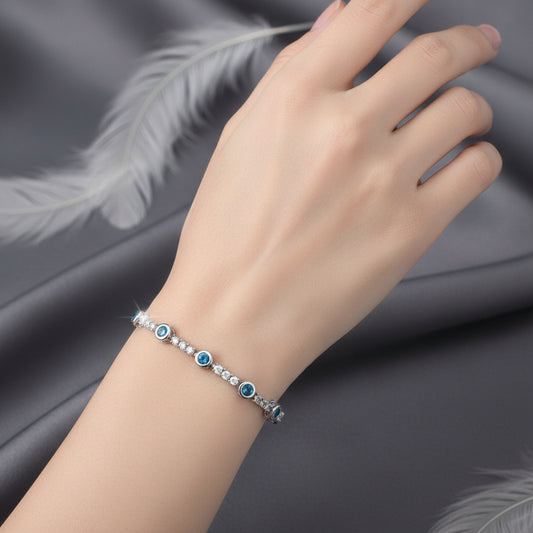 Pulsera Tenis blue light Plata