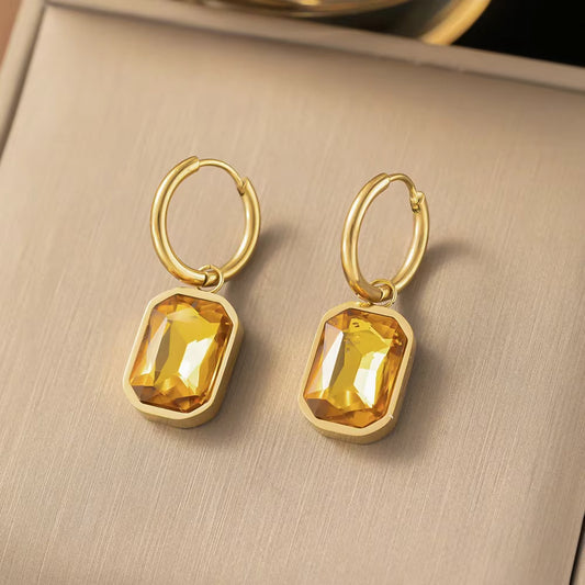 Aros Catalina Citrino Oro Cristal