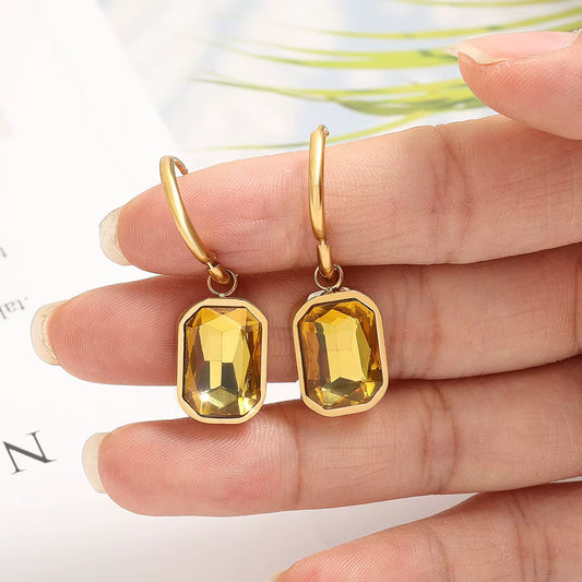 Aros Catalina Citrino Oro Cristal