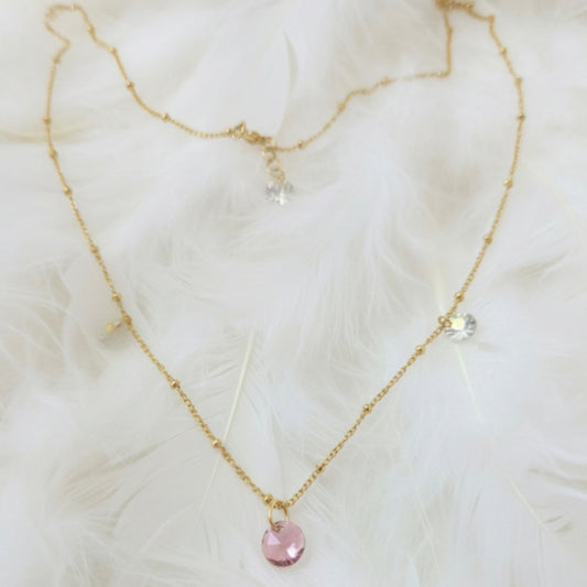 Collar Punto de luz Rosé By AngieParov, Oro Cristal