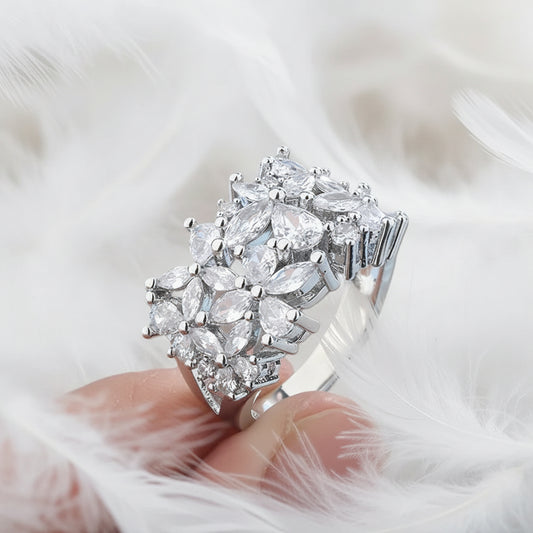 Anillo Princesa Amalia, Plata Italiana y Cristales Genuinos
