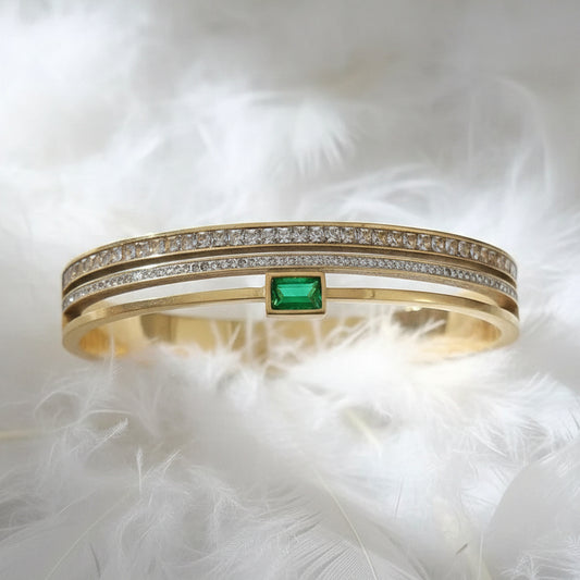 Pulsera Grecia Esmeralda, Oro Cristal