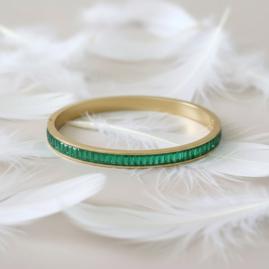 Pulsera Esmeralda , Oro Cristal