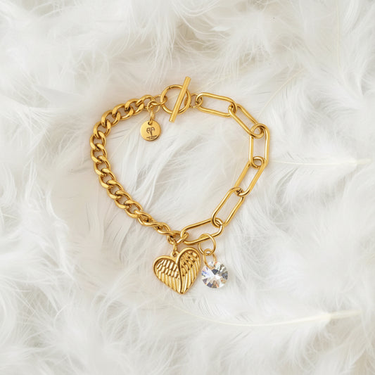 Pulsera Alas de amor, Oro Cristal