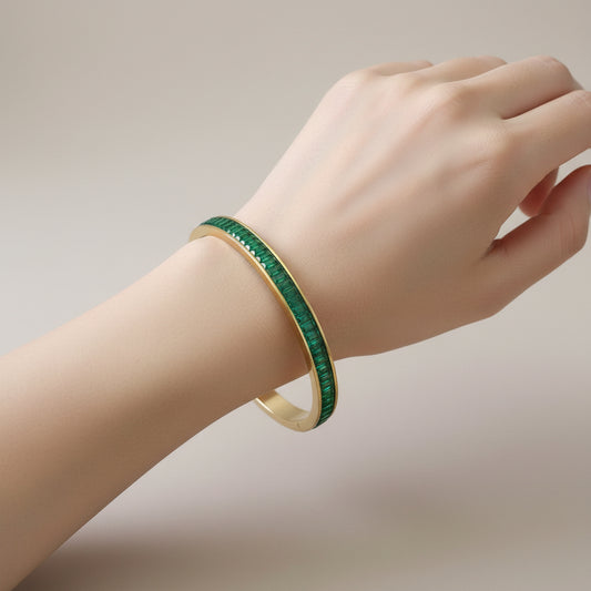 Pulsera Esmeralda , Oro Cristal