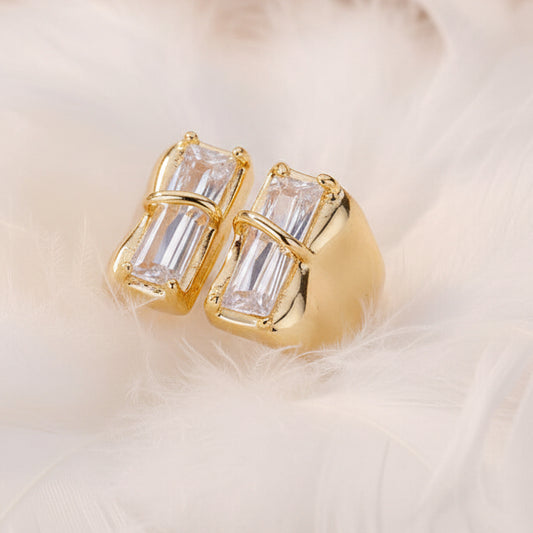Anillo Carré , Oro Cristal Genuino
