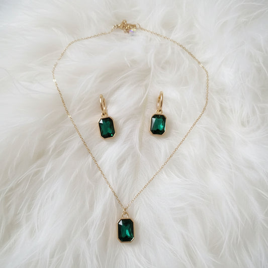 Conjunto Catalina Esmeralda Oro Circón