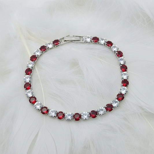 Pulsera Tenis Fran Rubí, Plata Cristal