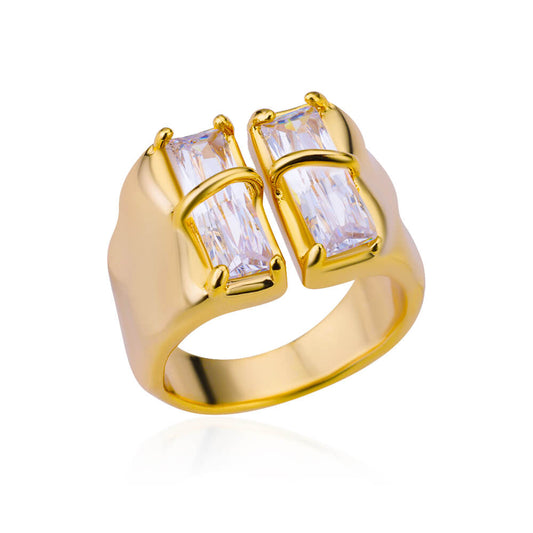 Anillo Carré , Oro Cristal Genuino