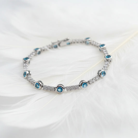 Pulsera Tenis blue light Plata