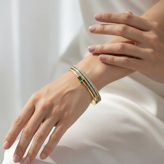 Pulsera Grecia Esmeralda, Oro Cristal