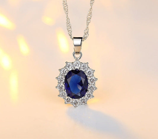 Conjunto Princesa Diana Plata Italiana Cristal