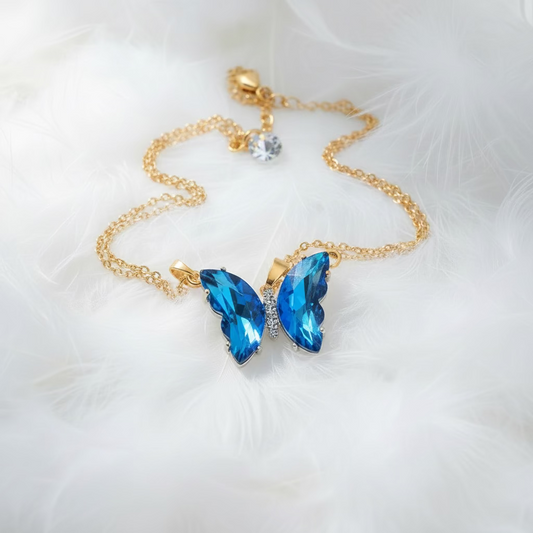Collar mariposa azul